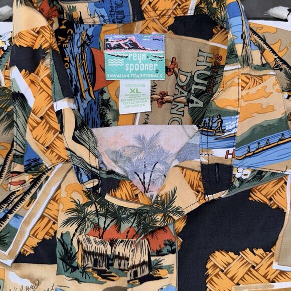 Vintage Reyn Spooner Hawaii Hula Girl Aloha Button Front Shirt Mens XL - Picture 2 of 7